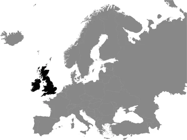 Mapa Político Preto Detalhado Das Ilhas Britânicas Reino Unido Ilha — Vetor de Stock