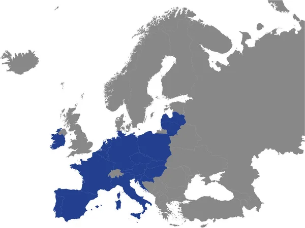 Szczegółowa Niebieska Płaska Mapa Polityczna Mapa Większości Katolickiej Kraje Europejskie — Wektor stockowy