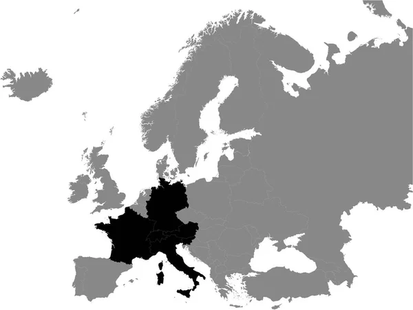 Szczegółowa Czarna Płaska Mapa Polityczna Krajów Alpejskich Austria Szwajcaria Liechtenstein — Wektor stockowy