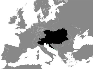 Avusturya İmparatorluğu Kara Düz Haritası (1815) Gri Avrupa Haritası içinde