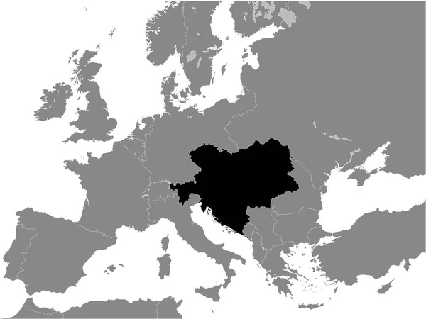 Schwarze Flache Landkarte Von Österreich Ungarn 1914 Innerhalb Der Grauen — Stockvektor