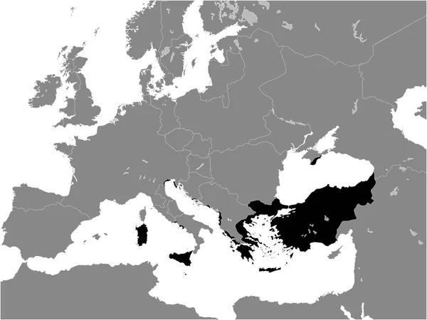Bizans Mparatorluğu Siyah Düz Haritası 814 Yılı Avrupa Kıtasının Gri — Stok Vektör
