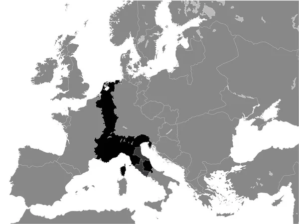 Fekete Lapos Térkép Közép Franciaország 843 Belül Szürke Térkép Európai — Stock Vector