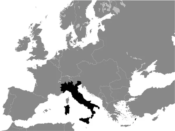 欧洲大陆灰色地图内的意大利王国黑色平面地图 1914年 — 图库矢量图片