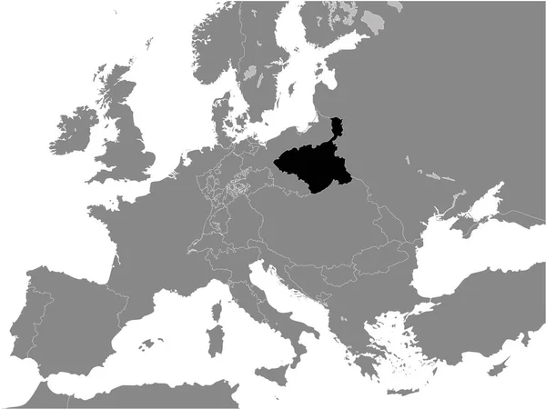 Black Flat Map Warsaw 1812 Gray Map European Continent — стоковий вектор