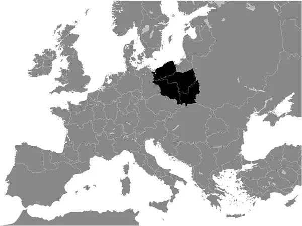 Czarna Płaska Mapa Księstwa Polski Rok 1000 Wewnątrz Szarej Mapy — Wektor stockowy