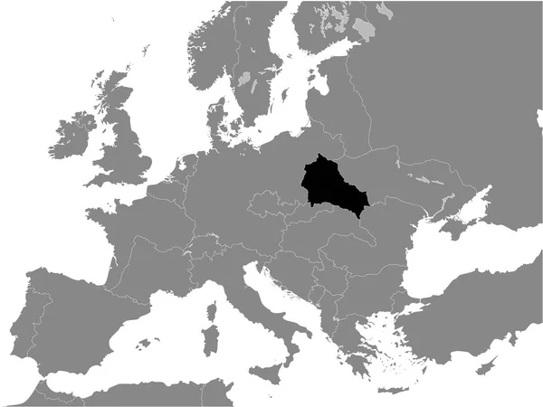 Schwarze Flache Landkarte Des Generalgouvernements Jahr 1942 Innerhalb Der Grauen — Stockvektor