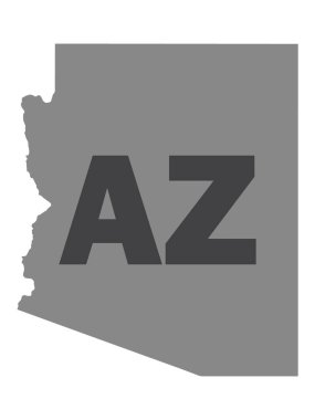 ABD Federal Arizona eyaletinin siluet haritası. Posta kodu kısaltması.