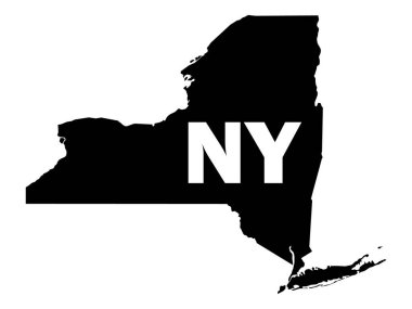 ABD Federal New York eyaletinin siluet haritası. Posta kodu kısaltması.