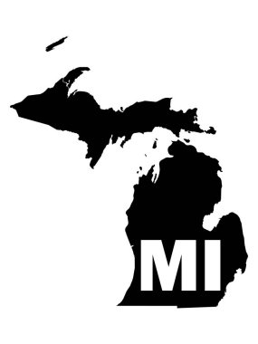 ABD Federal Michigan eyaletinin siluet haritası. Posta kodu kısaltması.