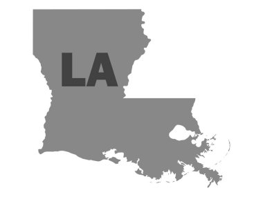 ABD Federal Louisiana eyaletinin siluet haritası. Posta kodu kısaltması.