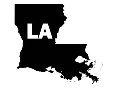 ABD Federal Louisiana eyaletinin siluet haritası. Posta kodu kısaltması.