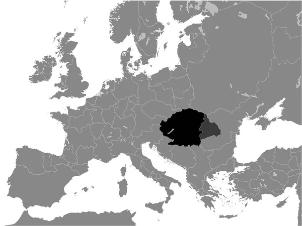 Czarna Płaska Mapa Królestwa Węgier Rok 1000 Wewnątrz Szarej Mapy — Wektor stockowy