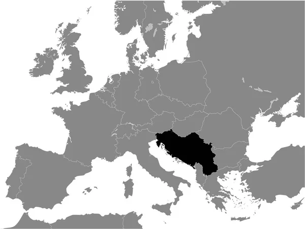 Czarna Płaska Mapa Socjalistycznej Federalnej Republiki Jugosławii 1956 1990 Wewnątrz — Wektor stockowy