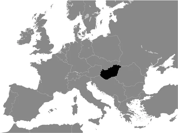 Schwarze Flache Landkarte Der Volksrepublik Ungarn 1956 1990 Innerhalb Der — Stockvektor