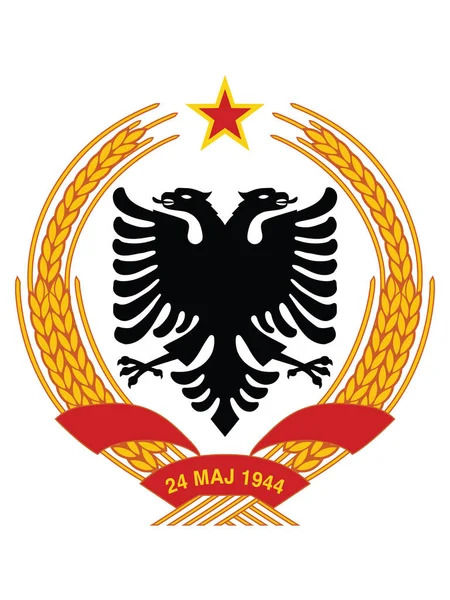 Vector Illustratie Van Het Wapen Van Socialistische Volksrepubliek Albanië 1946 — Stockvector