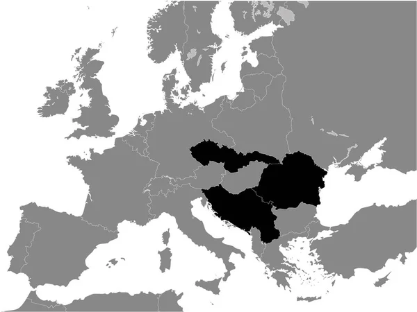 Schwarze Flache Karte Der Kleinen Entente Allianz Europa 1921 1938 — Stockvektor