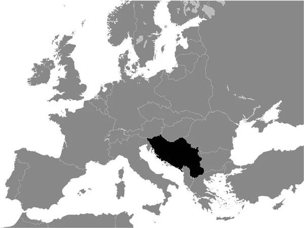 Preto Mapa Plano Reino Iugoslávia Ano 1930 Dentro Cinza Mapa —  Vetores de Stock