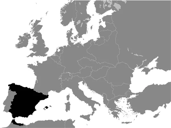 ヨーロッパ大陸の灰色の地図の中のスペイン共和国 1936年 の黒い平らな地図 — ストックベクタ