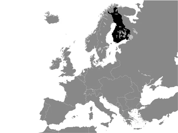 Czarna Płaska Mapa Wielkiego Księstwa Finlandii Rok 1914 Wewnątrz Szarej — Wektor stockowy