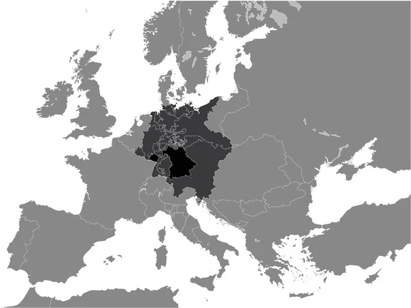 Mapa Plano Negro Del Reino Baviera Año 1815 Dentro Confederación — Vector de stock