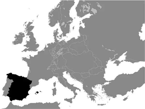 Schwarze Flache Karte Des Königreichs Spanien Jahr 1812 Innerhalb Der — Stockvektor