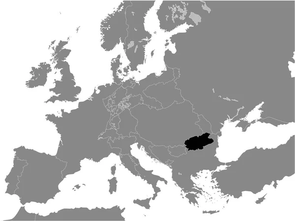 Vajdaság Fekete Lapos Térképe 1812 Európai Kontinens Szürke Térképén Belül — Stock Vector