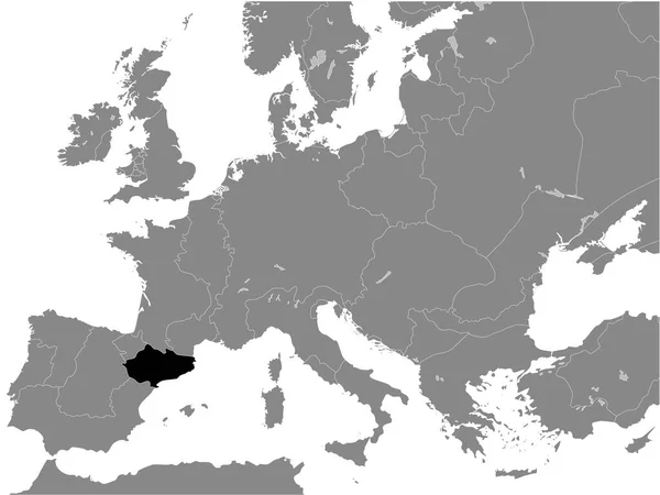 Zwarte Plattegrond Van Het Koninkrijk Aragon Jaar 1190 Grijze Kaart — Stockvector