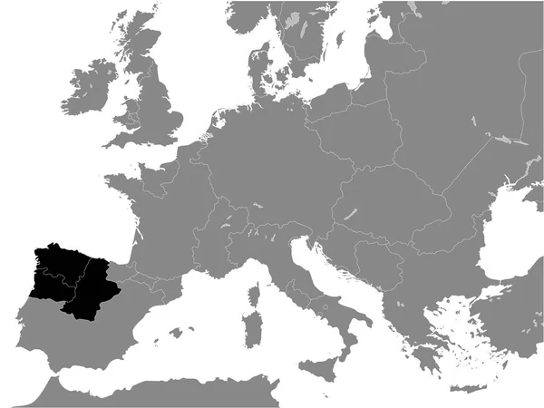 Czarna Płaska Mapa Królestw Kastylii Leonu Rok 1097 Wewnątrz Szarej — Wektor stockowy