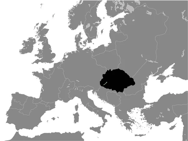 Magyar Királyság Fekete Lapos Térképe 1097 Európai Kontinens Szürke Térképén — Stock Vector