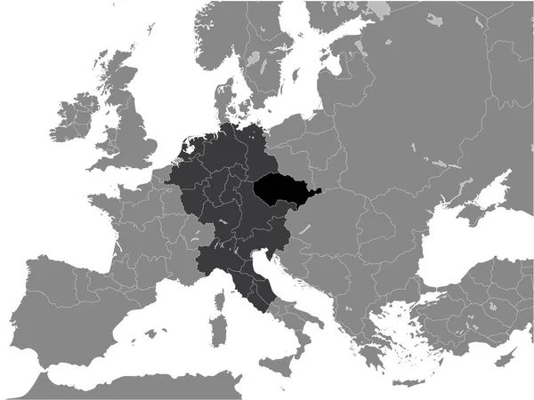 Schwarze Flache Karte Des Herzogtums Böhmen Innerhalb Des Heiligen Römischen — Stockvektor