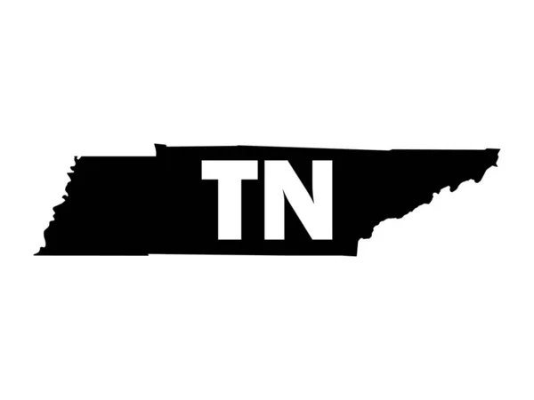 Mapa Silueta Del Estado Federal Tennessee Con Abreviatura Código Postal — Vector de stock
