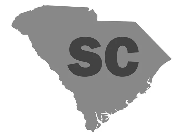 Silhouette Mappa Dello Stato Federale Della Carolina Del Sud Con — Vettoriale Stock