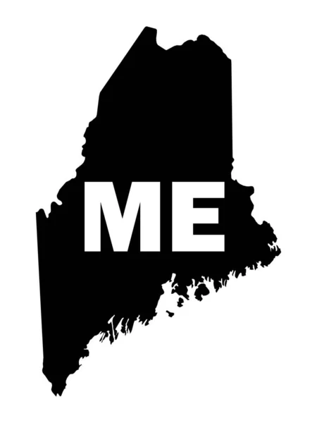 Carte Sur Silhouette État Fédéral Américain Maine Avec Son Abréviation — Image vectorielle