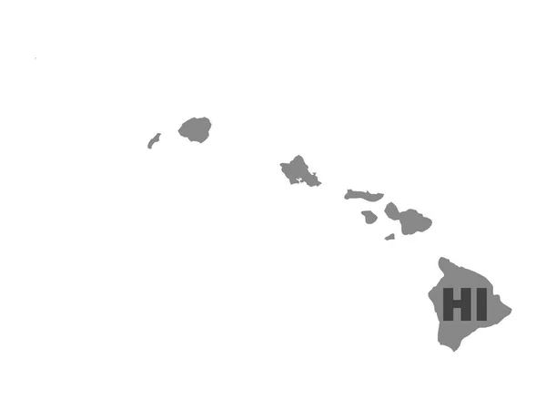 Silhouette Map Federal State Hawaii Postal Code Abbreviation — Stock Vector