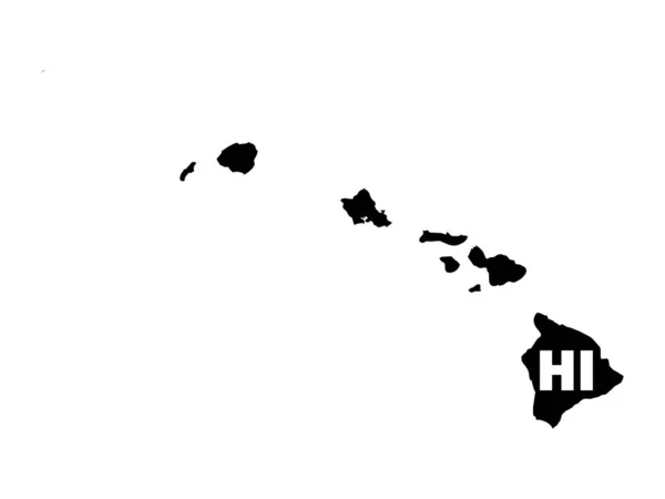 Mapa Sylwetki Amerykańskiego Kraju Związkowego Hawaje Jego Skrótem Kodu Pocztowego — Wektor stockowy