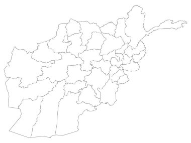 Afganistan Asya Ülkesi 'nin Beyaz Eyaletler Haritası