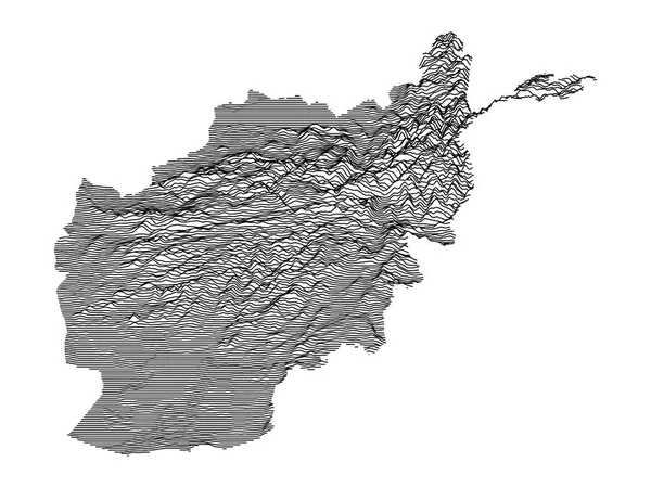 Šedá Topografie Mapa Asijské Země Afghánistánu — Stockový vektor