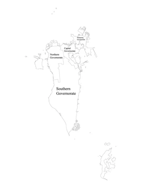 Gobernaciones Con Etiqueta Blanca Mapa Del País Asiático Bahréin — Vector de stock