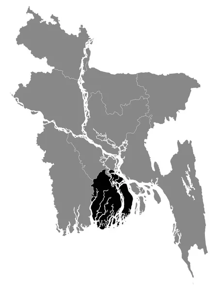 Black Mapa Ubicación División Bangladesh Barisal Grey Mapa Bangladesh — Archivo Imágenes Vectoriales