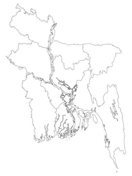 Carte Des Divisions Blanches Pays Asiatique Bangladesh — Image vectorielle