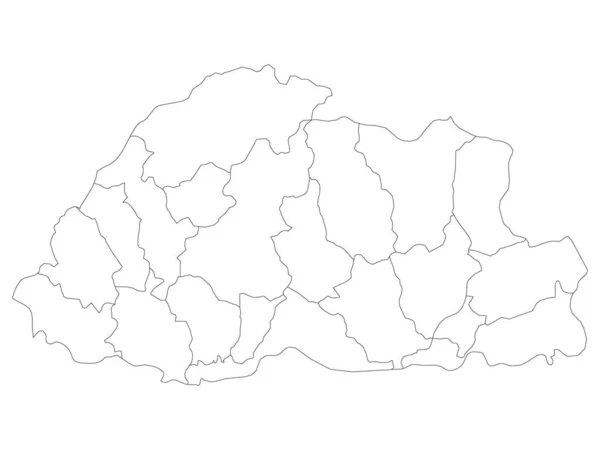 Carte Des Districts Blancs Asie Pays Bhoutan — Image vectorielle