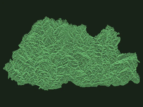 亚洲国家不丹战术军用翡翠3D地形图 — 图库矢量图片