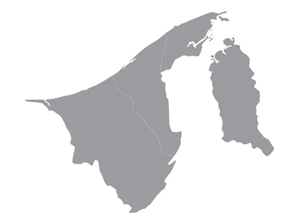 Cinza Distritos Mapa Ásia País Brunei — Vetor de Stock