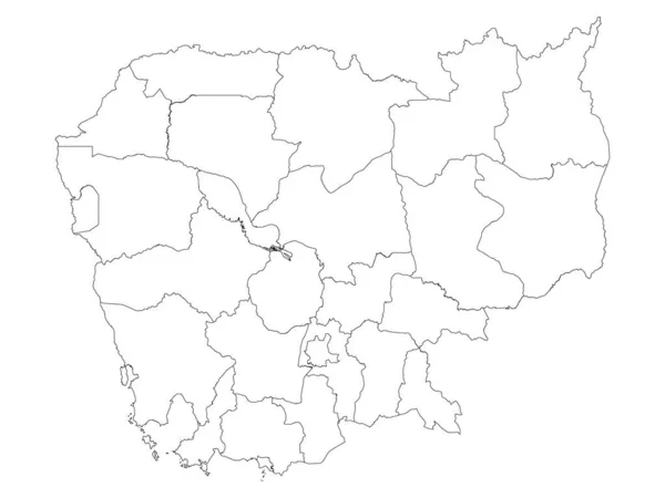 Karte Der Weißen Provinzen Des Asiatischen Landes Kambodscha — Stockvektor