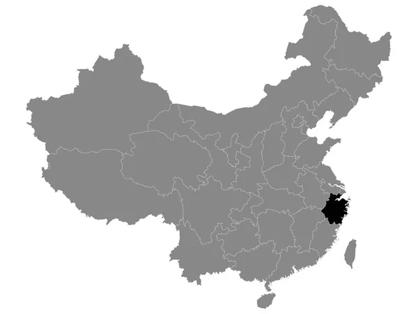 Carte Localisation Noire Province Chinoise Zhejiang Dans Carte Grise Chine — Image vectorielle