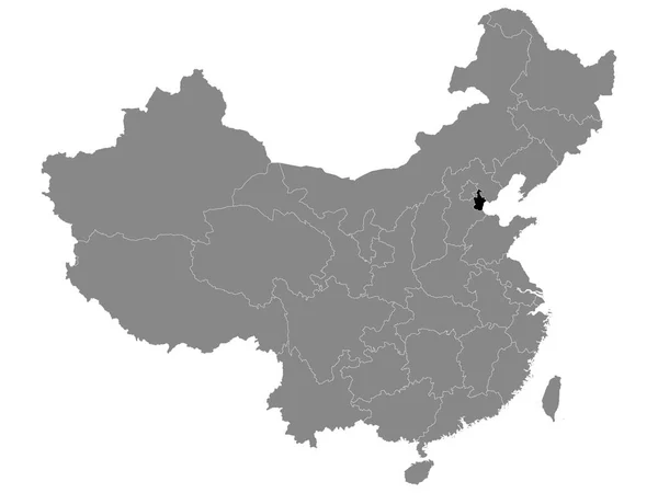 Black Location Map Chinese Municipality Tianjin Grey Map China — стоковий вектор