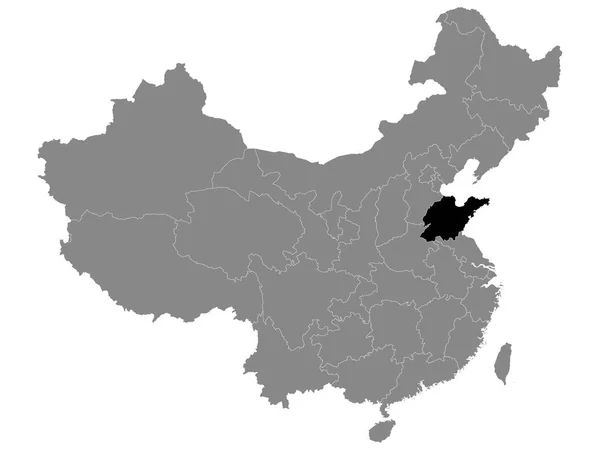 Carte Localisation Noire Province Chinoise Shandong Dans Carte Grise Chine — Image vectorielle