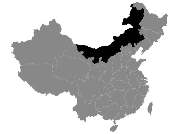 Svart Plats Karta Över Kinesiska Autonoma Regionen Inre Mongoliet Inom — Stock vektor