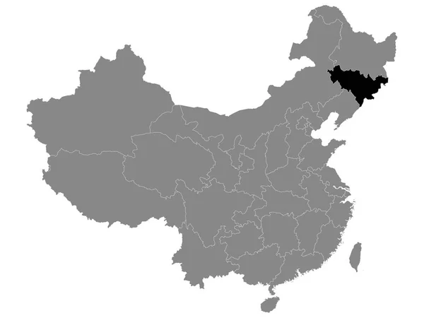 Карта Черного Расположения Китайской Провинции Цзилинь Рамках Серой Карты Китая — стоковый вектор